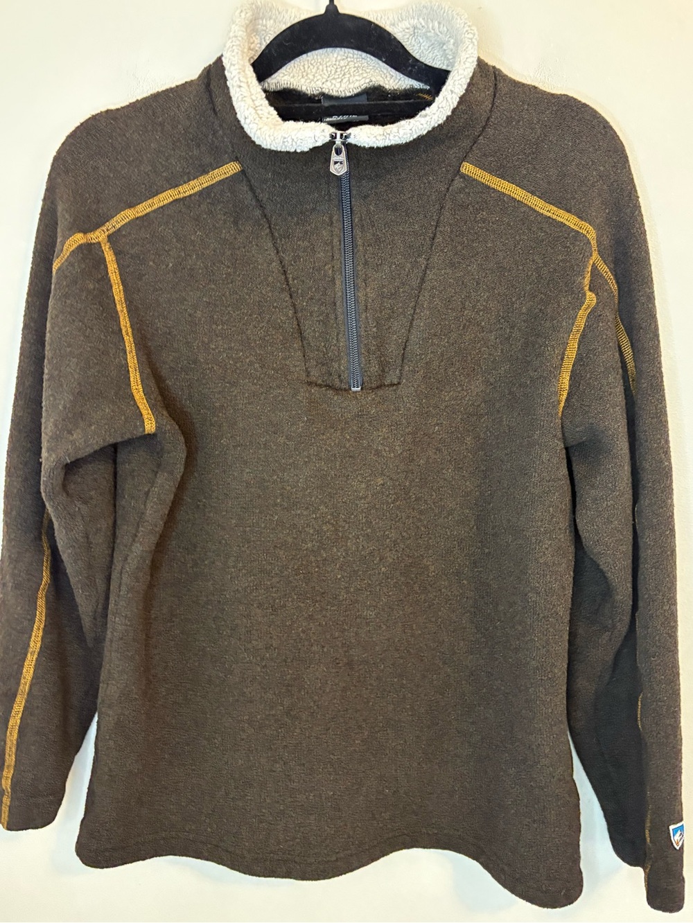 KÜHL Alpaca Fleece 1/4 Zip Pullover Brown Sherpa Trim Small